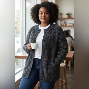 NWOT - Westbound Ladies Black Long Sleeve Cardigan Sweater - Size Large